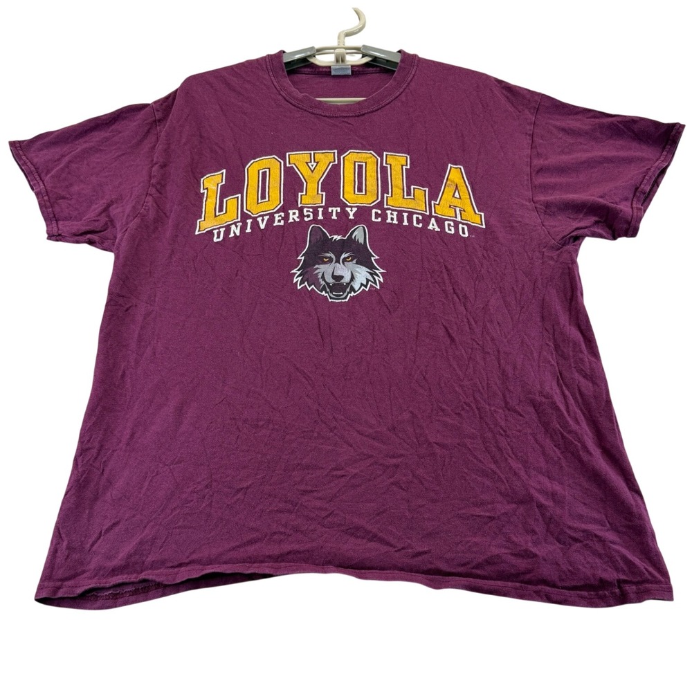 Gildan T-Shirt Unisex L Maroon Loyola University Chicago Ramblers Wolf Graphic